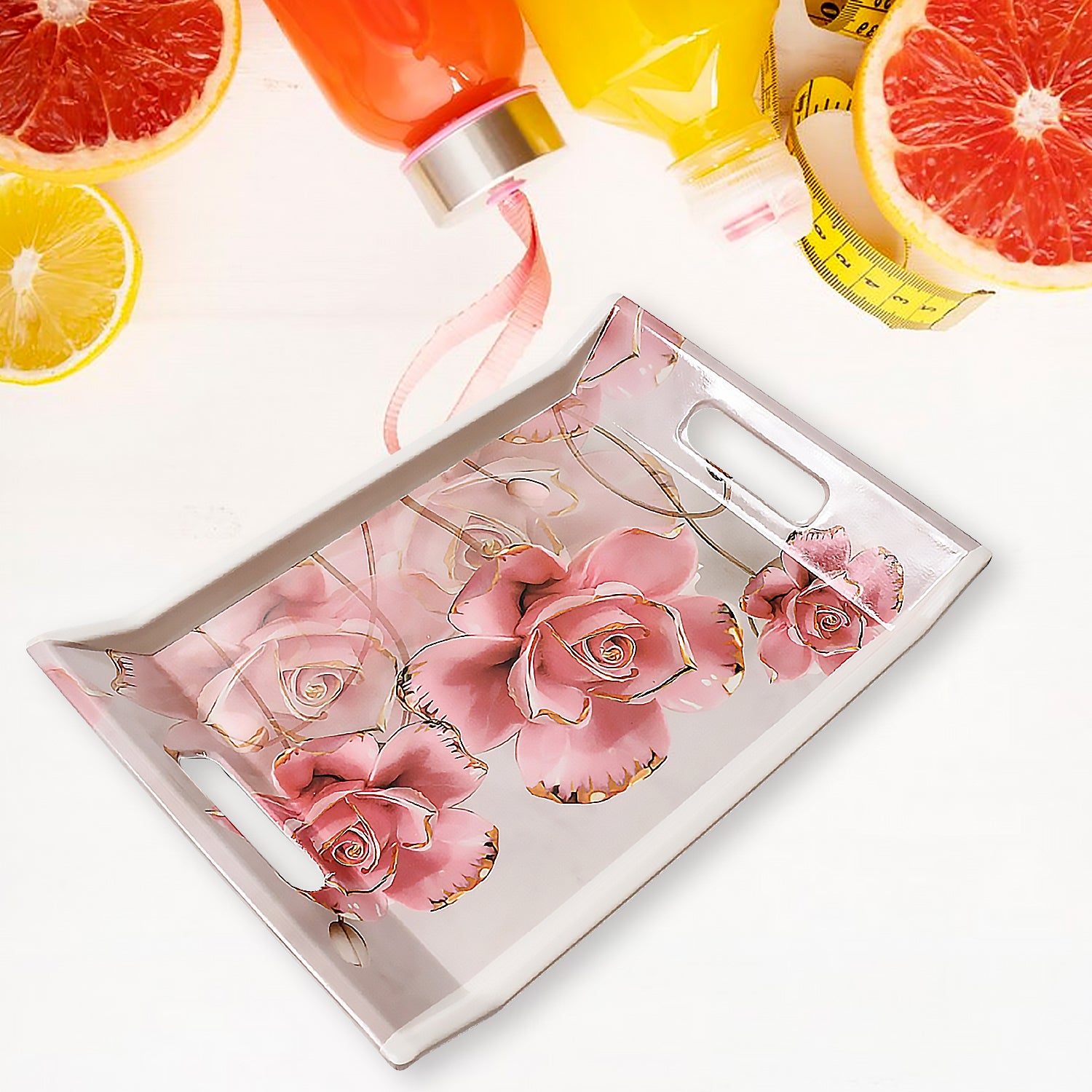 2292 Plastic Rectangular Shape Flower Printed Design Serving Tray 3 Pcs Home And Kitchen Use (3 Pcs Set) 2292 Plastic Rectangular Shape Flower Printed Design Serving Tray 3 Pcs Home And Kitchen Use (3 Pcs Set)